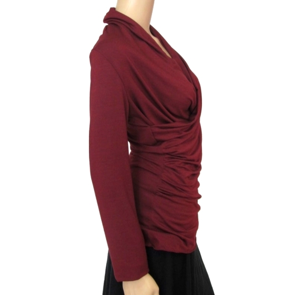 OJAY Berry Purple Winter Office Long Sleeve Draped Wrap Top - Picture 6 of 7